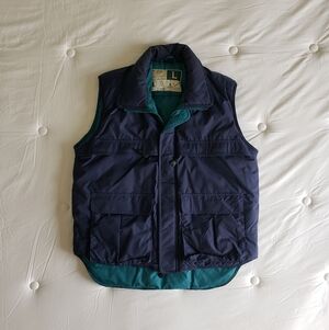 Vtg WearGuard Men's Full-Zip Puffer Insulated Reversible Vest (L) Blue/Green